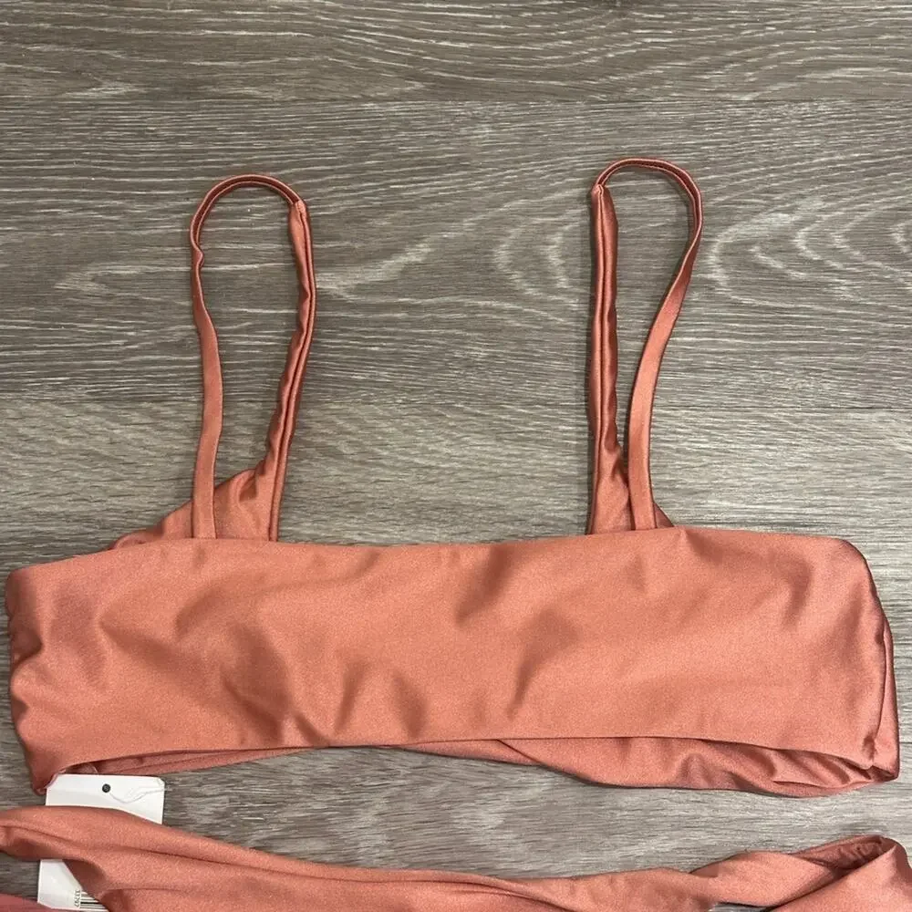 Dippin Daisys Mirage Twist Top Charlie Bottom Bikini Set Pink Desert Rose XL NWT